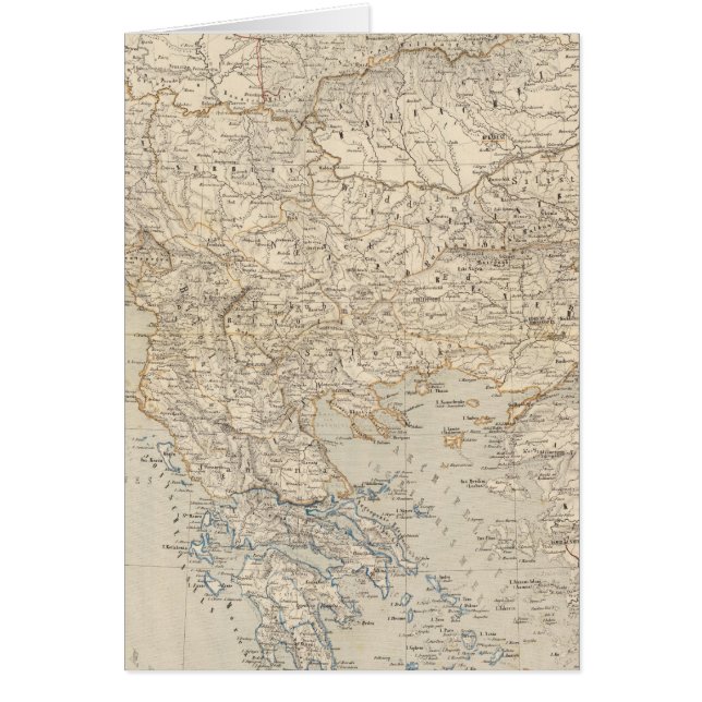 Turkiet och Grekland Atlas Karta Hälsningskort (Framsidan)