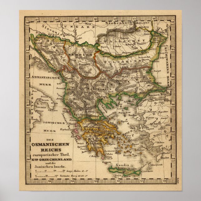 Turkiet och Grekland Karta Poster (Framsidan)