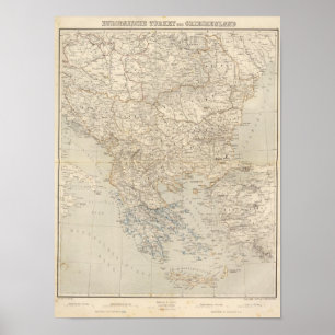 Turkiet och Grekland kartbokkarta Poster
