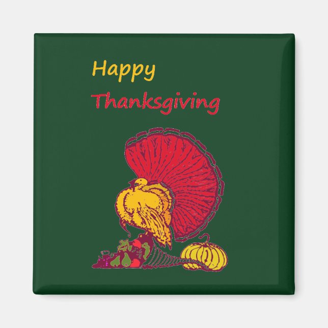 Turkiet och grönten happy thanksgiving magnet (Framsidan)