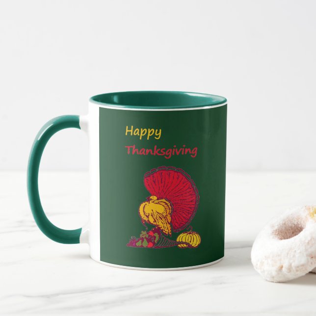 Turkiet och grönten happy thanksgiving mugg (Med munk)