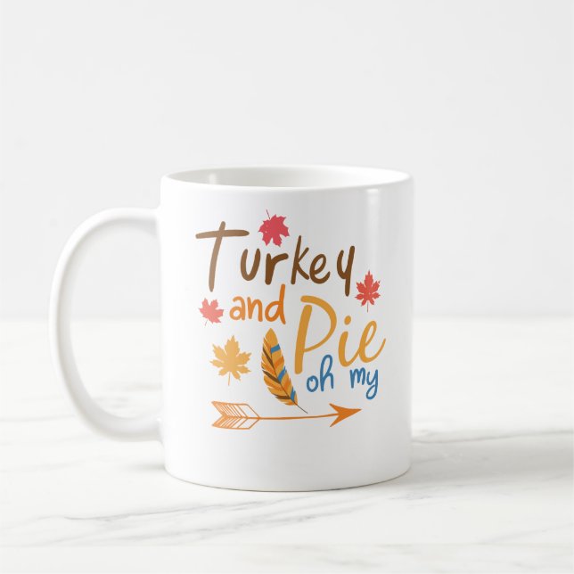 Turkiet och paj Oh min happy thanksgiving Kaffemugg (Vänster)