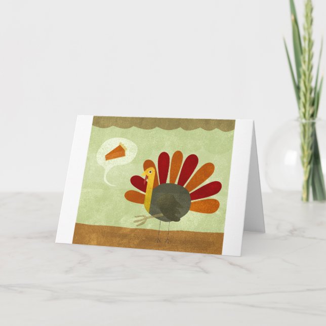 Turkiet och paj på thanksgiving helgkort (Framsida)