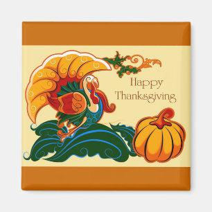 Turkiet och Pumpkin-Thanksgivingen Magnet