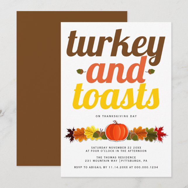 Turkiet och Tadest, moderna typografi Inbjudningar (Fram/baksida)