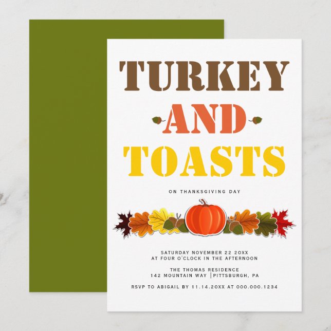 Turkiet och tost fet typografi Friendsgiving Inbjudningar (Fram/baksida)