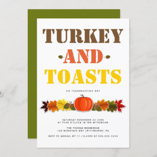 Turkiet och tost fet typografi Friendsgiving Inbjudningar