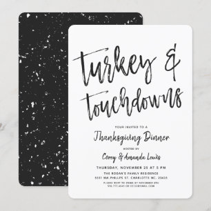 Turkiet och touchdown  Thanksgiving Party Inbjudningar