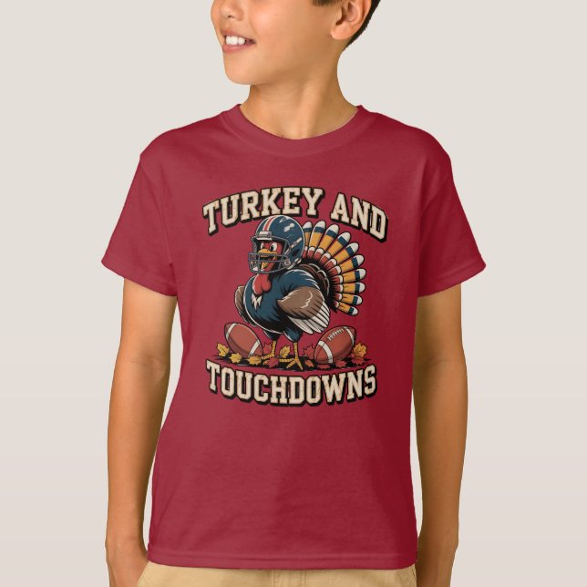 Turkiet och Touchdowns Lilla Thanksgiving T-shirt (Framsida)