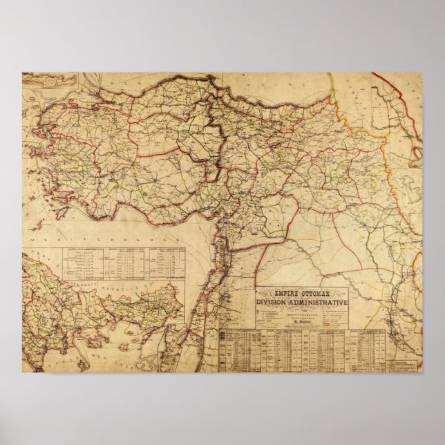 Turkiet, ottomanskt imperiumPanoramisk kartaTurkie Poster (Framsidan)