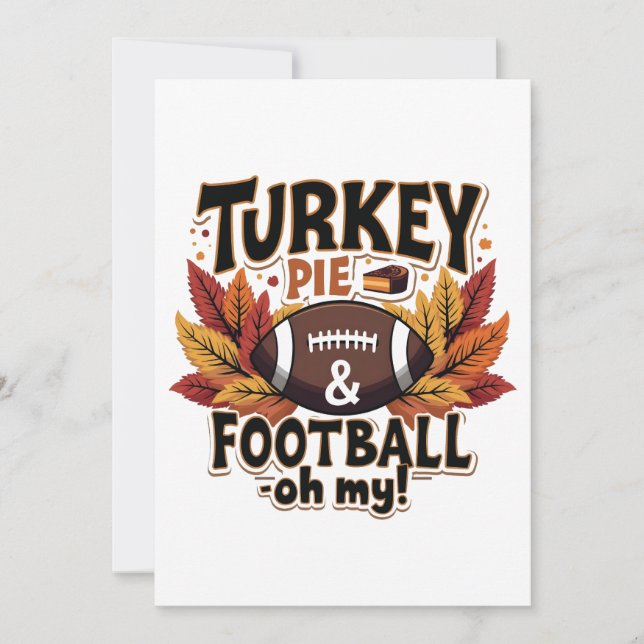 Turkiet Paj & Football Oh My Turkey Thanksgiving Inbjudningar (Framsida)