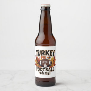 Turkiet Paj & Football Oh My Turkey Thanksgiving Ölflaska Etikett