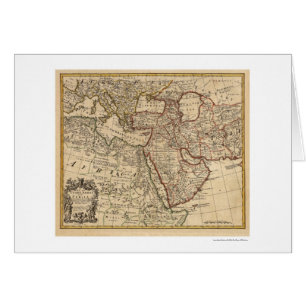Turkiet Persien Arabien karta - 1721 Hälsningskort