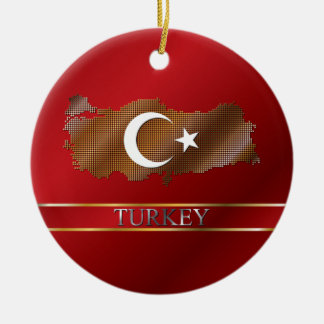 Turkiet PIXELkarta och turkisk flagga Julgransprydnad Keramik