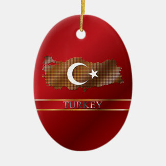 Turkiet PIXELkarta och turkisk flagga Julgransprydnad Keramik
