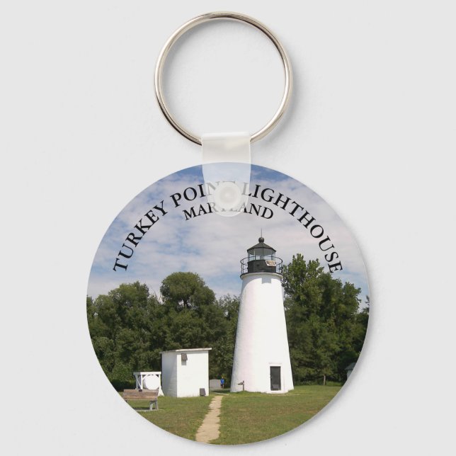 Turkiet Point Lighthouse, Maryland Button Keychain Nyckelring (Framsida)