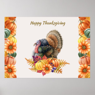 Turkiet Pumpkins-Thanksgivingen Poster