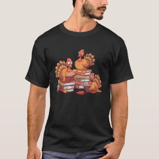Turkiet Reading Bokar Fall Thanksgiving Teacher Bo T Shirt