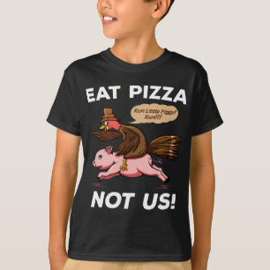 Turkiet Rides Gris Eat Pizza Vegan Funny Thanksdis T Shirt