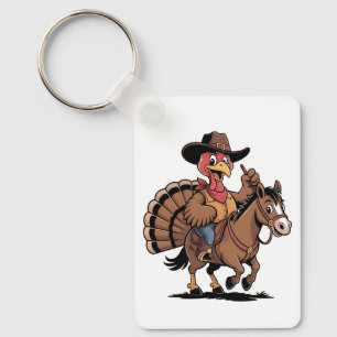 Turkiet Riding a Horse CowboyTurkiet thanksgiving Nyckelring