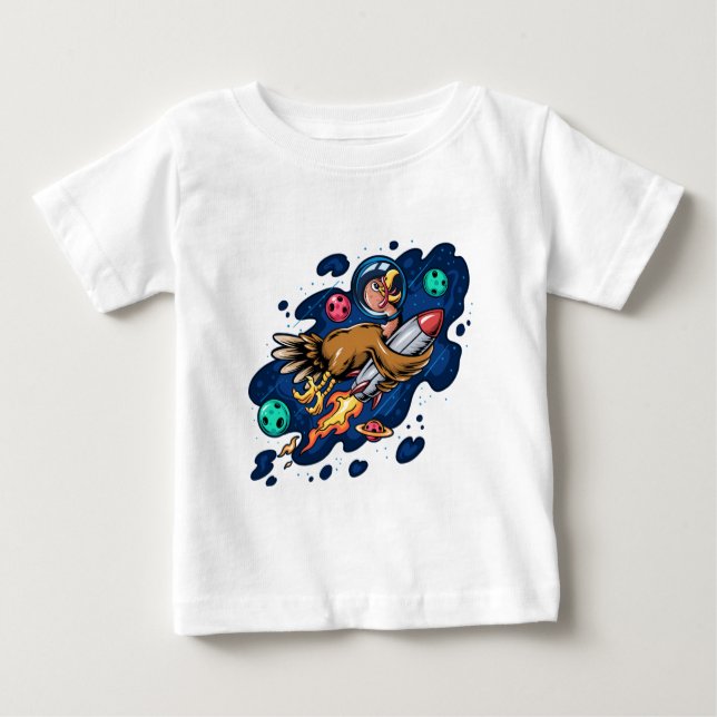 Turkiet Riding a Space Rocket at High Speed T Shirt (Framsida)