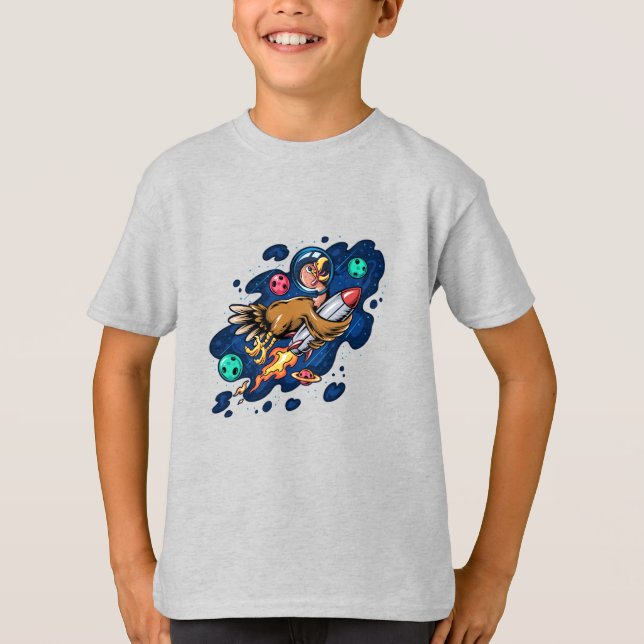 Turkiet Riding a Space Rocket at High Speed T Shirt (Framsida)