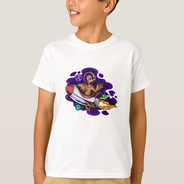 Turkiet Riding A Space Rocket T Shirt (Framsida)