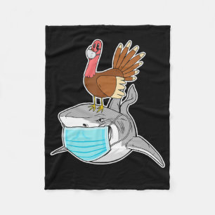 Turkiet Riding Shark Ansikte-Mask Funny Animal Fleecefilt