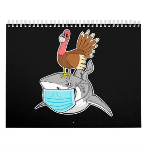 Turkiet Riding Shark Ansikte-Mask Funny Animal Kalender