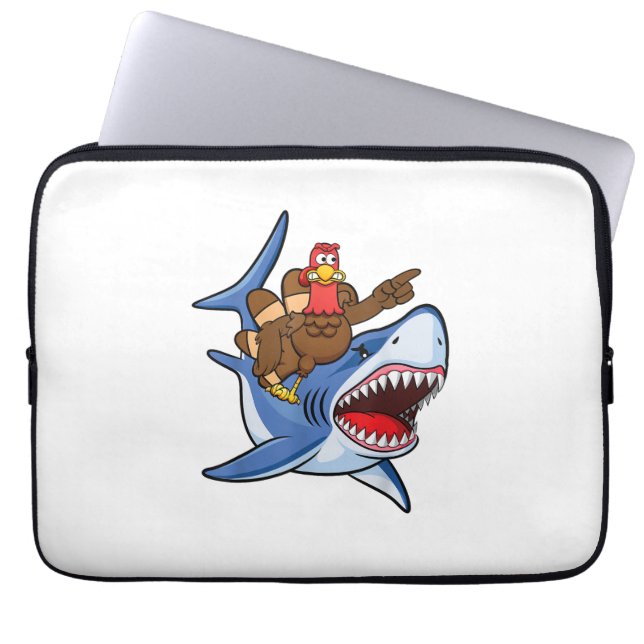 Turkiet Riding Shark Thanksgiving Gift För barn Bo Laptop Fodral (Framsidan)