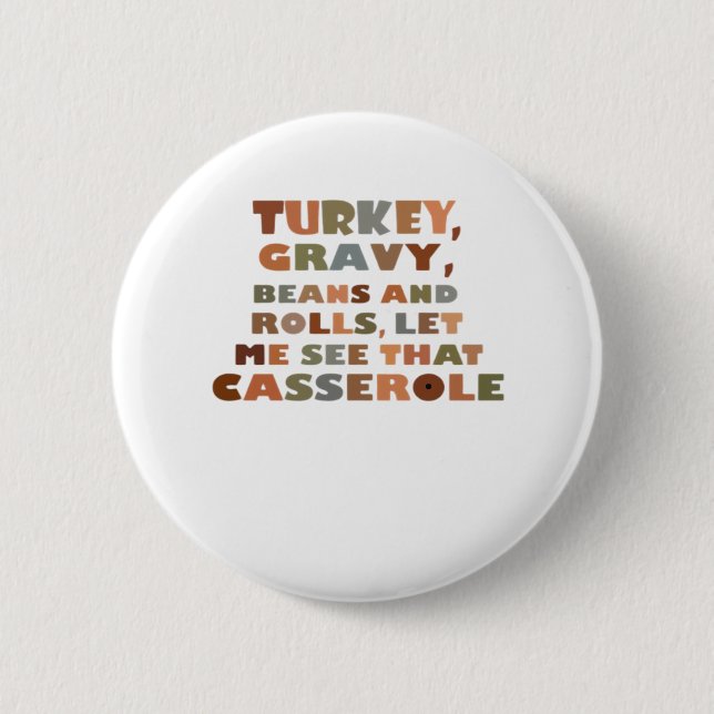 Turkiet Rolls Casserole, Thanksgiving Retro Funny  Knapp (Framsida)