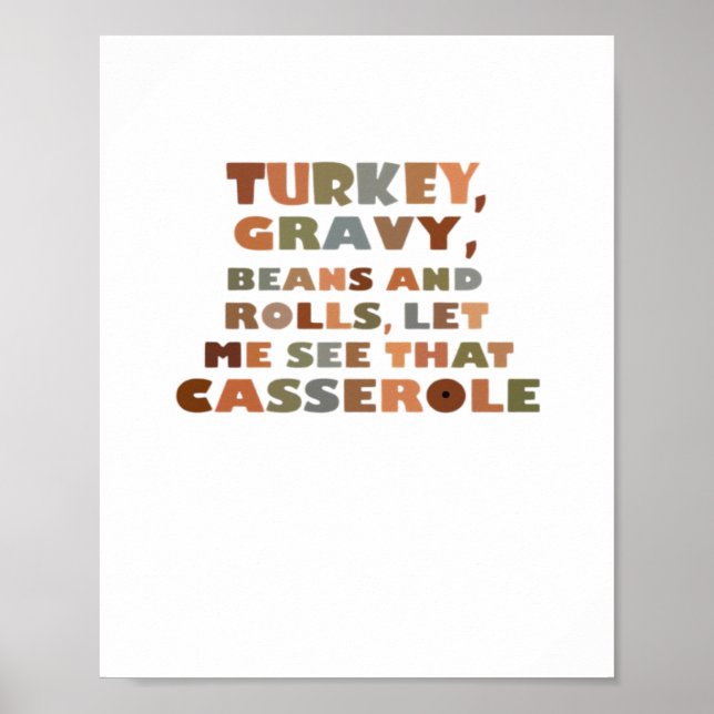Turkiet Rolls Casserole, Thanksgiving Retro Funny  Poster (Framsidan)