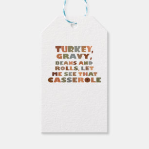 Turkiet Rolls Casserole, Thanksgiving Retro Funny Presentetikett