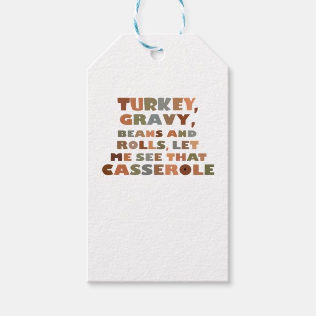 Turkiet Rolls Casserole, Thanksgiving Retro Funny  Presentetikett (Framsidan)