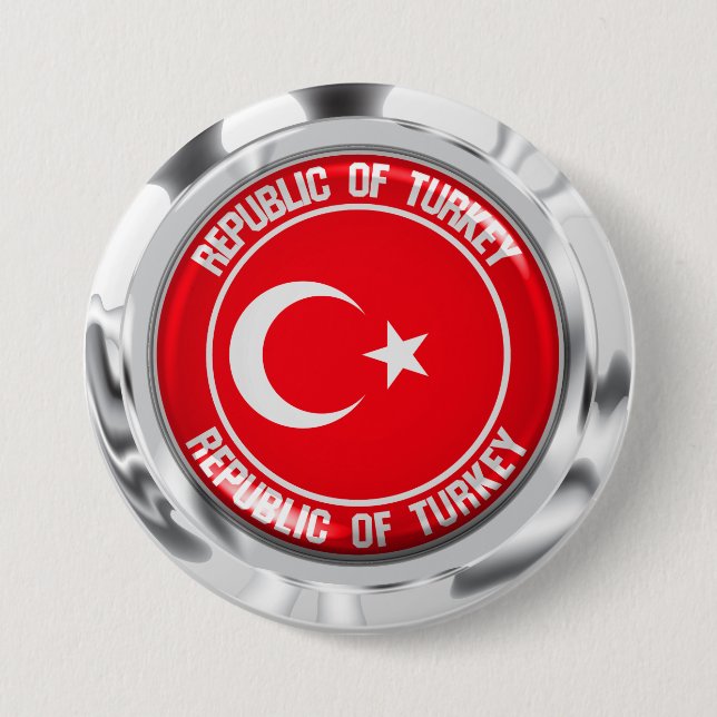 Turkiet Round Emblem Knapp (Framsida)