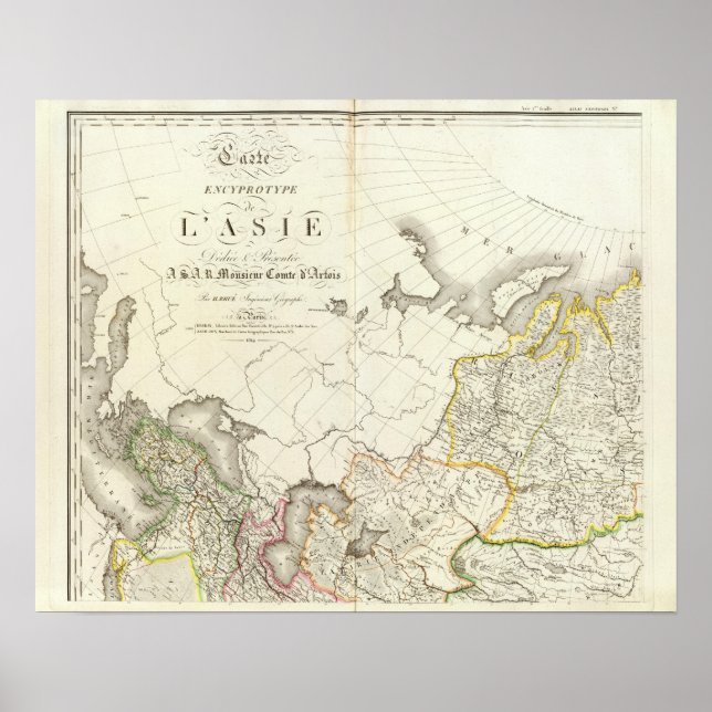 Turkiet, Ryssland och Asien Engraved Karta Poster (Framsidan)