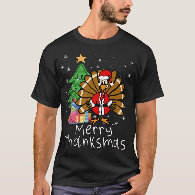 Turkiet Santa Merry Thanksmas jul Thanksgiin T Shirt (Framsida)