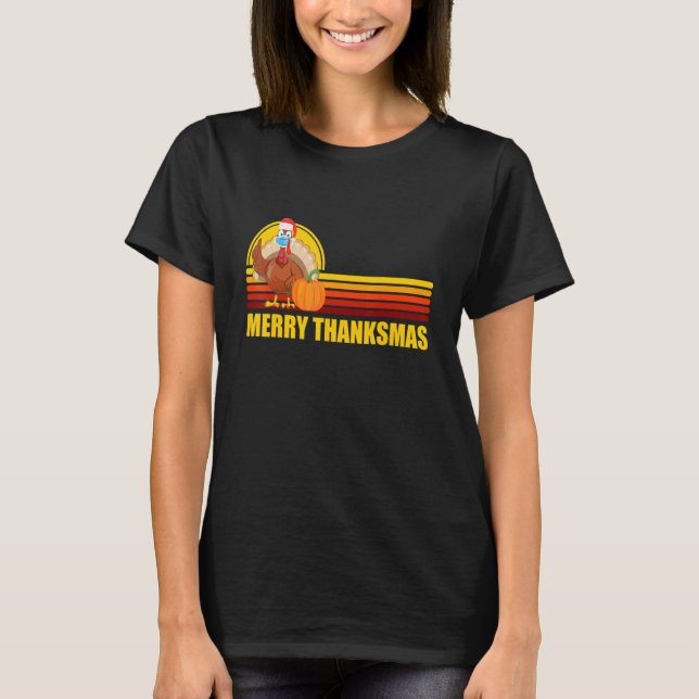 Turkiet Santa Merry Thanksmas jul Thanksgiin T Shirt (Framsida)