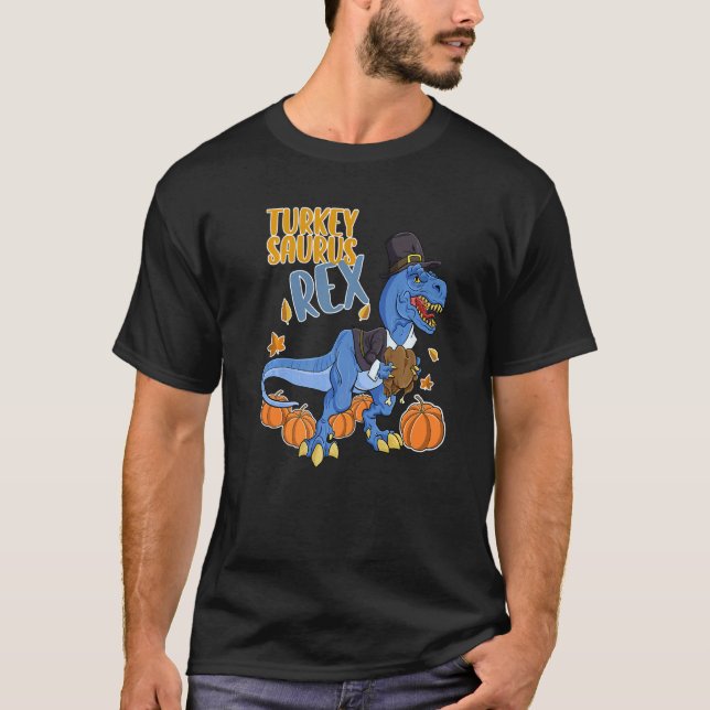 Turkiet Saurus Rex I Trex Pilgrim Hat I Dinosaur T Shirt (Framsida)