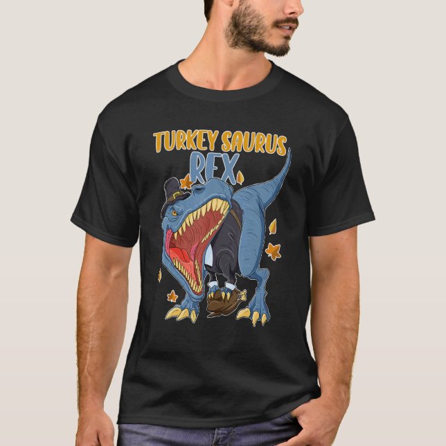 Turkiet Saurus Rex I Trex Pilgrim Hat I Dinosaur T Shirt (Framsida)