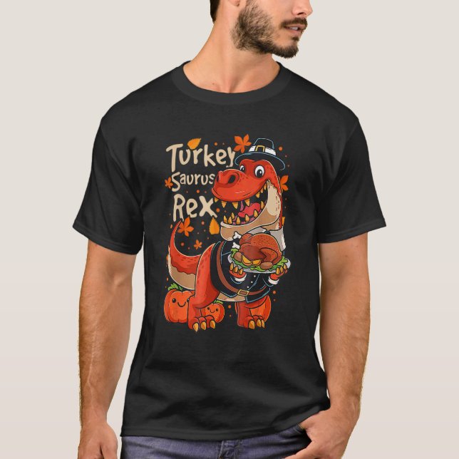 Turkiet Saurus Rex Rex Pilgrim Turkiet Day Thanksg T Shirt (Framsida)