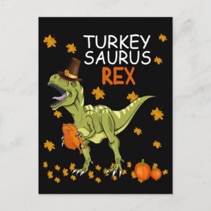 Turkiet Saurus Rex Thanksgiving Dinosaur Vykort