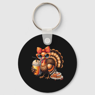Turkiet som dricker kaffe Bow Thanksgiving Womens Nyckelring