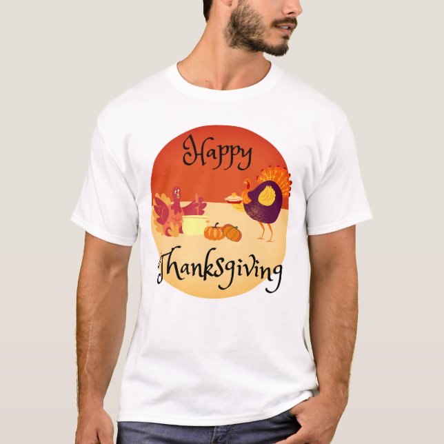 Turkiet som kokar på A Happy thanksgiving T-Shirt (Framsida)