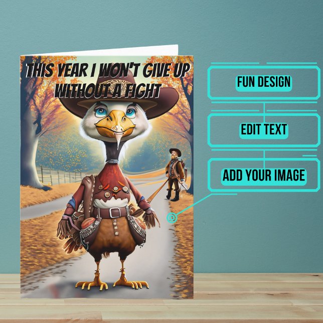 Turkiet som vill bekämpa en underbar Thanksgiving Kort (Share your gratitude this year with a Thanksgiving greeting card using a fun and funny design.)
