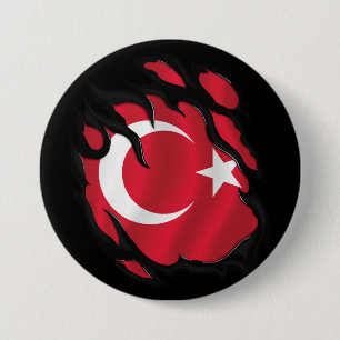 Turkiet Sönderriven Flagga Knapp