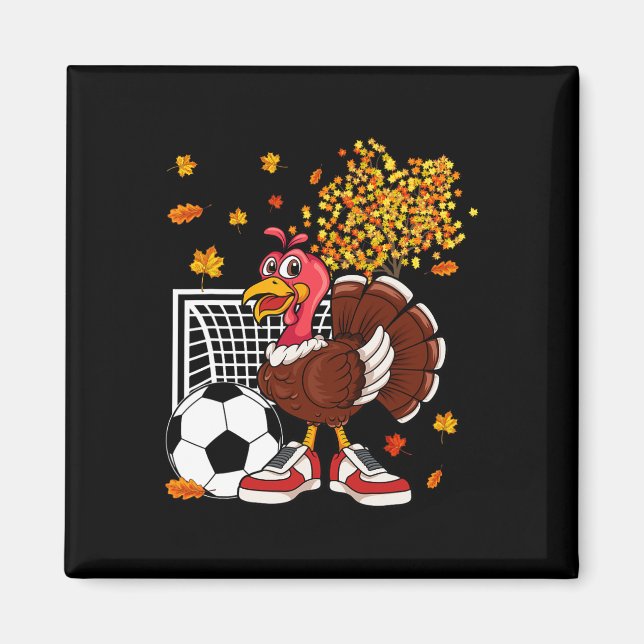 Turkiet spelar fotboll Thanksgiving Player Coach F Magnet (Framsidan)