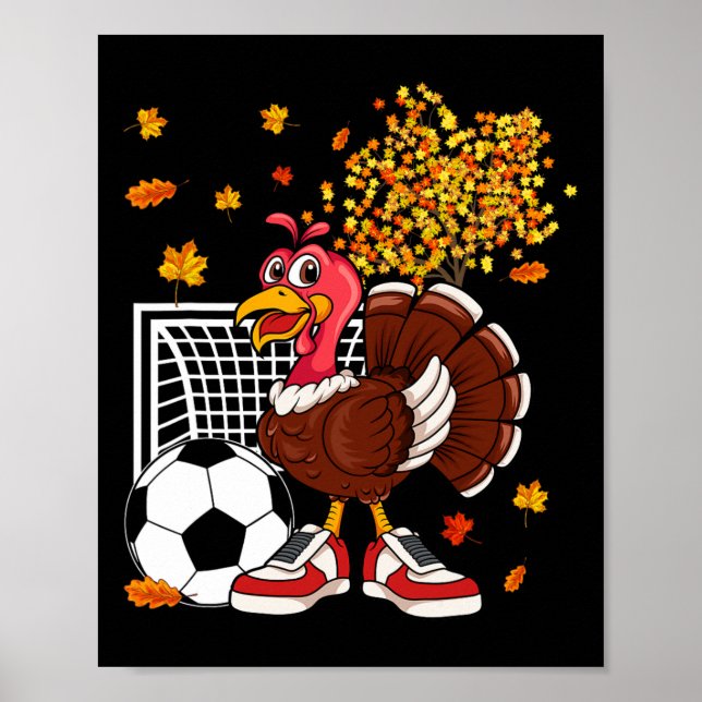 Turkiet spelar fotboll Thanksgiving Player Coach F Poster (Framsidan)