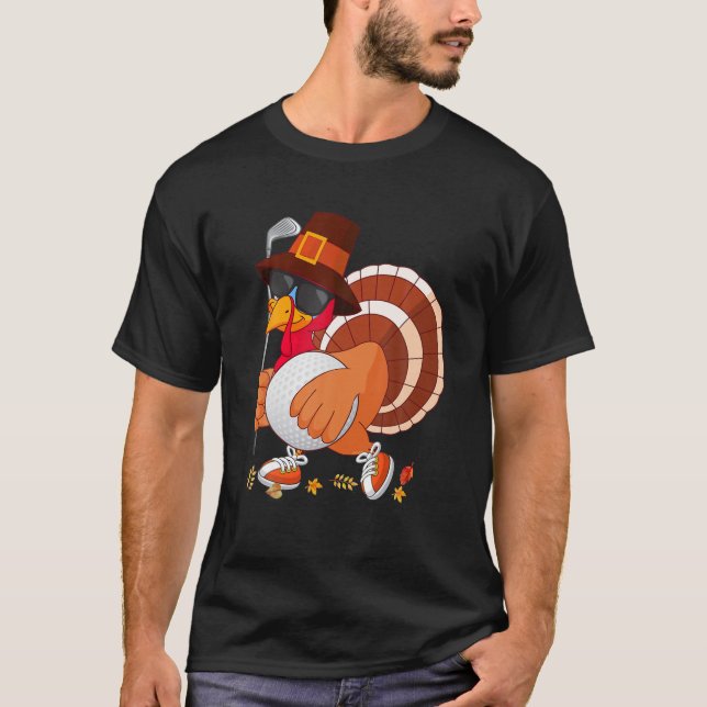 Turkiet spelar Golf Thanksgiving Turkey Golf Playe T Shirt (Framsida)