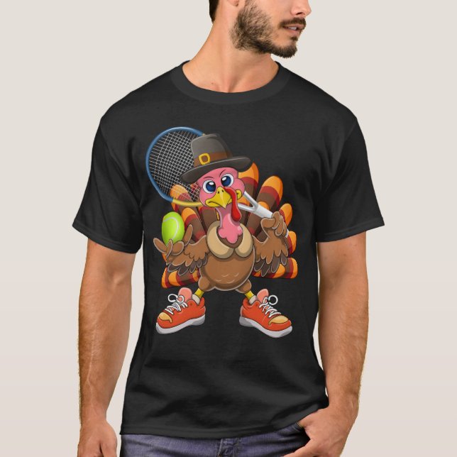 Turkiet spelar tennis Thanksgiving Tennis T Shirt (Framsida)
